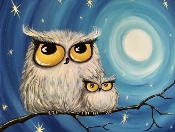 Katart élményfestés - Bagoly család