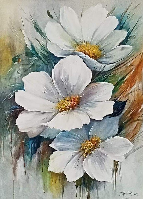 Katart élményfestés - Fehér virágok